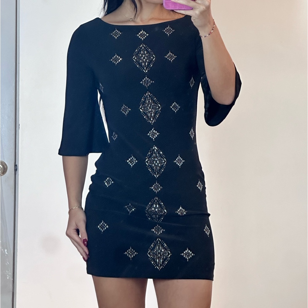 White House Black Market Blaxk Dress Rhinestones Xxs